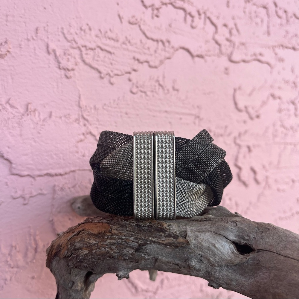 Vintage Tri-Color Twisted Metal Mesh Bracelet